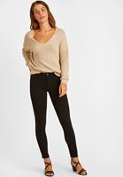 Bayan Siyah Orta Bel Skinny Pantolon