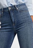 Bayan Mavi Yüksek Bel Crop Straight Pantolon