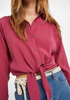 Women Pink Knot Detailed Shirt