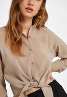 Women Beige Knot Detailed Shirt