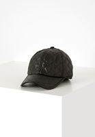 Women Black Faux Leather Cap