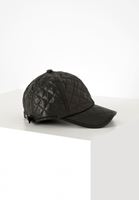 Women Black Faux Leather Cap