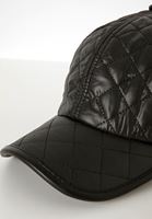 Women Black Faux Leather Cap