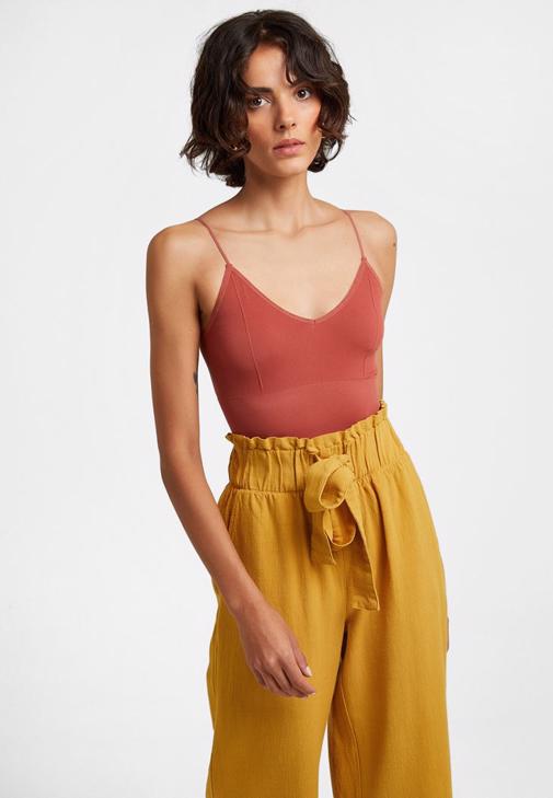 Culotte Pantolon ve Dikişsiz Crop Top Kombini