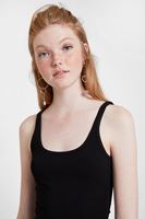 Women Black U-Neck Basic Top