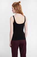 Women Black U-Neck Basic Top