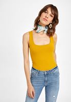 Women Yellow Square Neck Tank Top