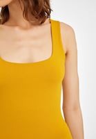 Women Yellow Square Neck Tank Top