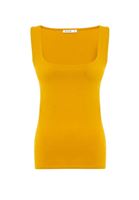Women Yellow Square Neck Tank Top