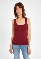 Women Bordeaux Square Neck Tank Top