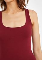 Women Bordeaux Square Neck Tank Top