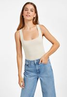 Women Cream Square Neck Tank Top