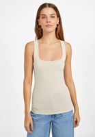 Women Cream Square Neck Tank Top