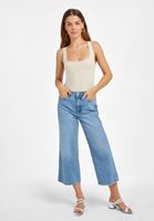 Women Cream Square Neck Tank Top
