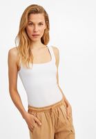 Women White Square Neck Tank Top
