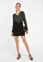 Women Black Belt Detailed Mini Skirt