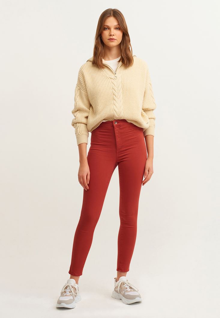 Women Bordeaux Ultra High Rise Trousers