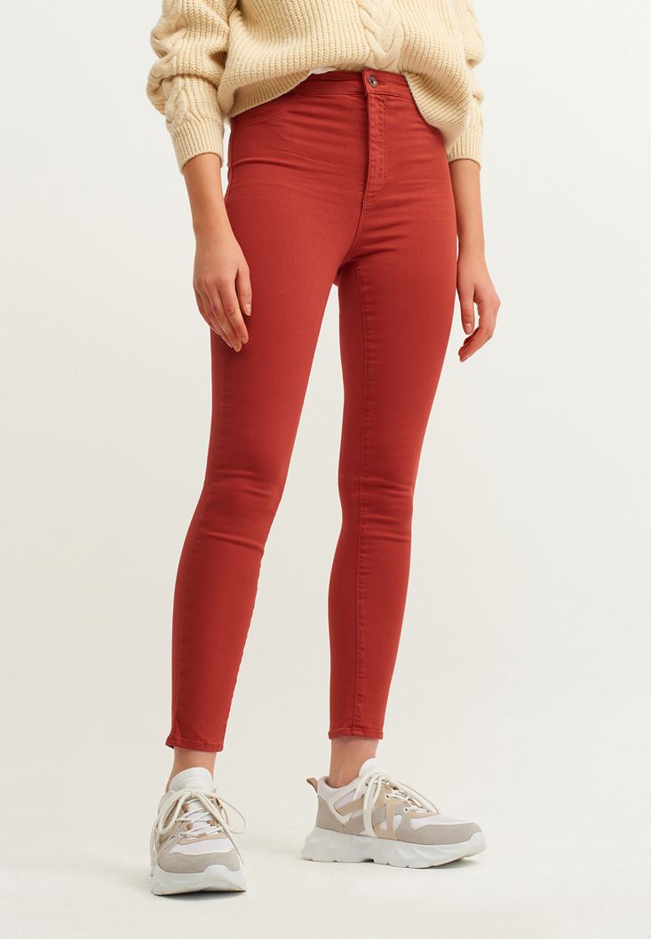 Women Bordeaux Ultra High Rise Trousers
