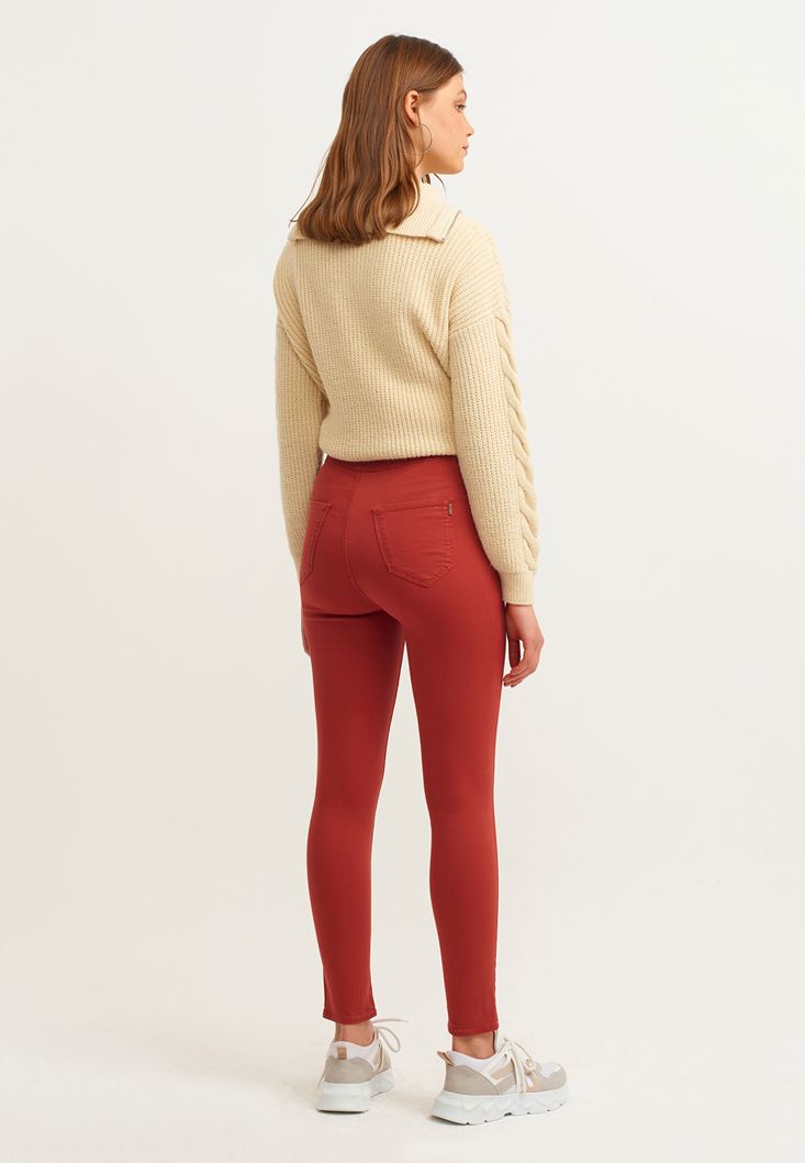 Women Bordeaux Ultra High Rise Trousers