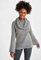 Women Blue Cowl Neck Pullover