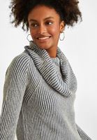 Women Blue Cowl Neck Pullover