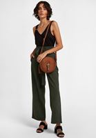 Bayan Yeşil Beli Lastikli Culotte Pantolon