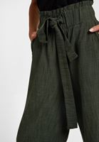 Bayan Yeşil Beli Lastikli Culotte Pantolon
