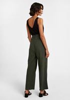 Bayan Yeşil Beli Lastikli Culotte Pantolon