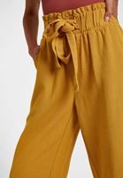 Bayan Sarı Beli Lastikli Culotte Pantolon