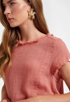 Bayan Pembe Oversize Dokuma Bluz