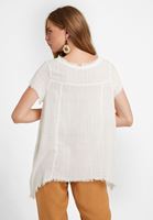 Bayan Krem Oversize Dokuma Bluz