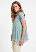 Bayan Mavi Oversize Dokuma Bluz