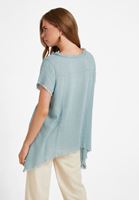 Bayan Mavi Oversize Dokuma Bluz