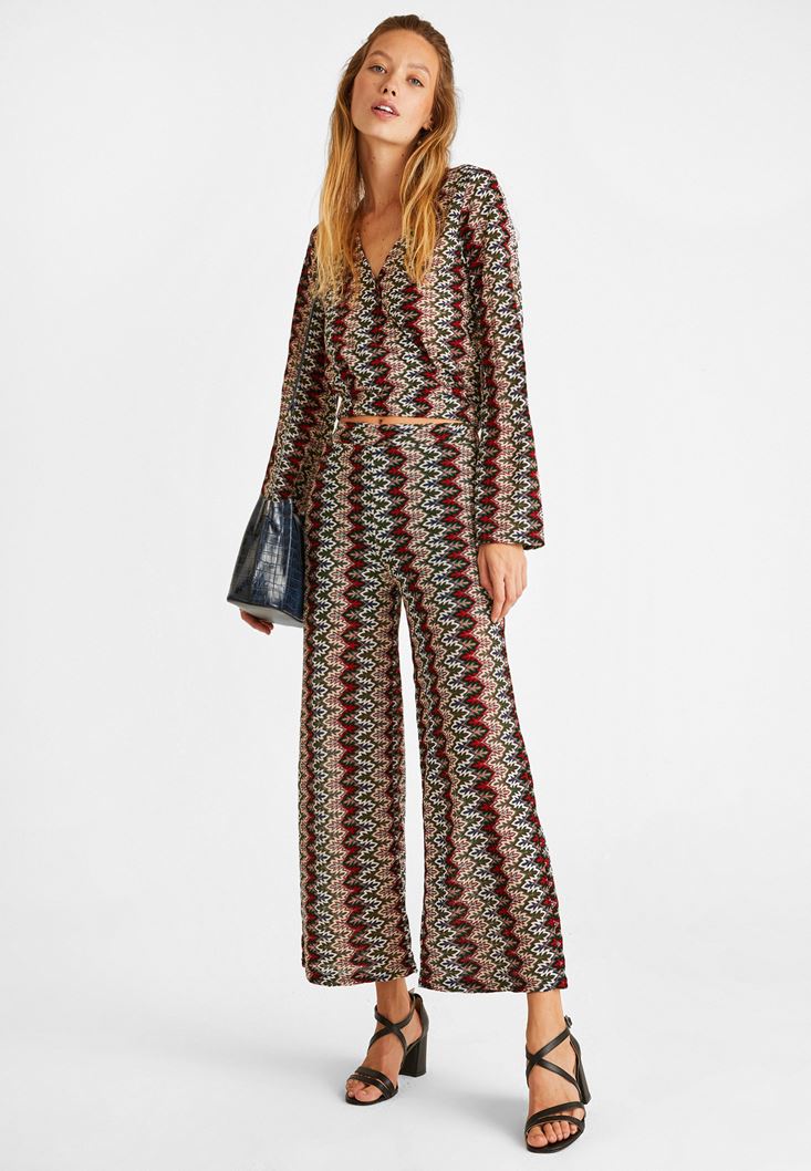 Women Mixed Wide-Leg Trousers