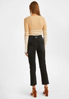 Bayan Siyah Yüksek Bel Crop Straight Jean