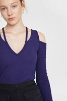 Bayan Mor Cut-Out Detaylı Uzun Kollu Bluz