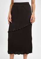 Women Black Pleated Midi Skirt