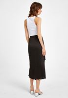 Women Black Pleated Midi Skirt