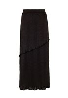 Women Black Pleated Midi Skirt