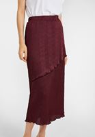 Women Bordeaux Pleated Midi Skirt