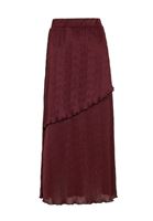 Women Bordeaux Pleated Midi Skirt