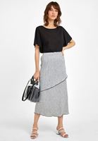Women Grey Pleated Midi Skirt