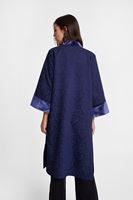 Bayan Lacivert Dokulu Saten Detaylı Kimono
