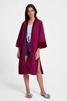 Bayan Mor Dokulu Saten Detaylı Kimono