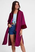 Bayan Mor Dokulu Saten Detaylı Kimono