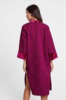 Bayan Mor Dokulu Saten Detaylı Kimono