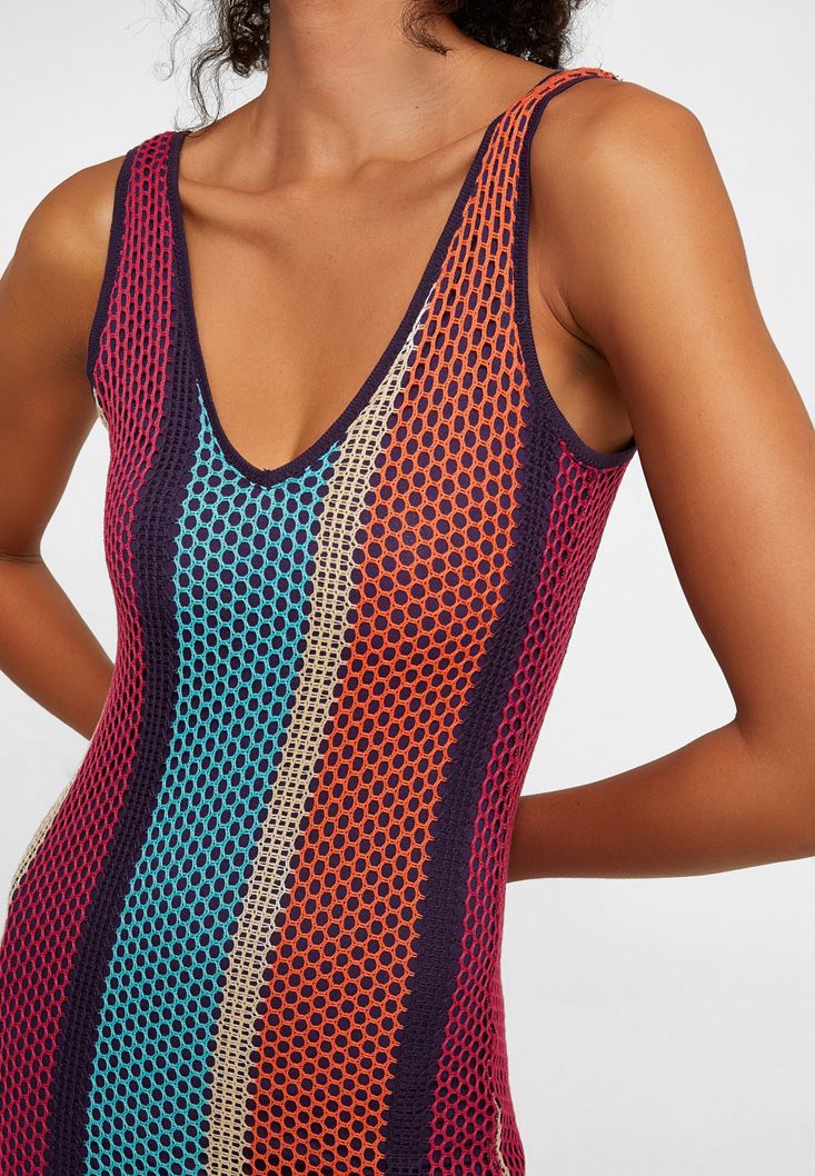 Women Mixed Maxi Net Dress