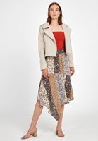 Women Mixed Asymmetric Midi Skirt