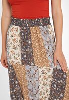 Women Mixed Asymmetric Midi Skirt