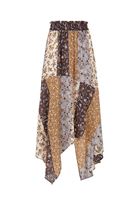 Women Mixed Asymmetric Midi Skirt